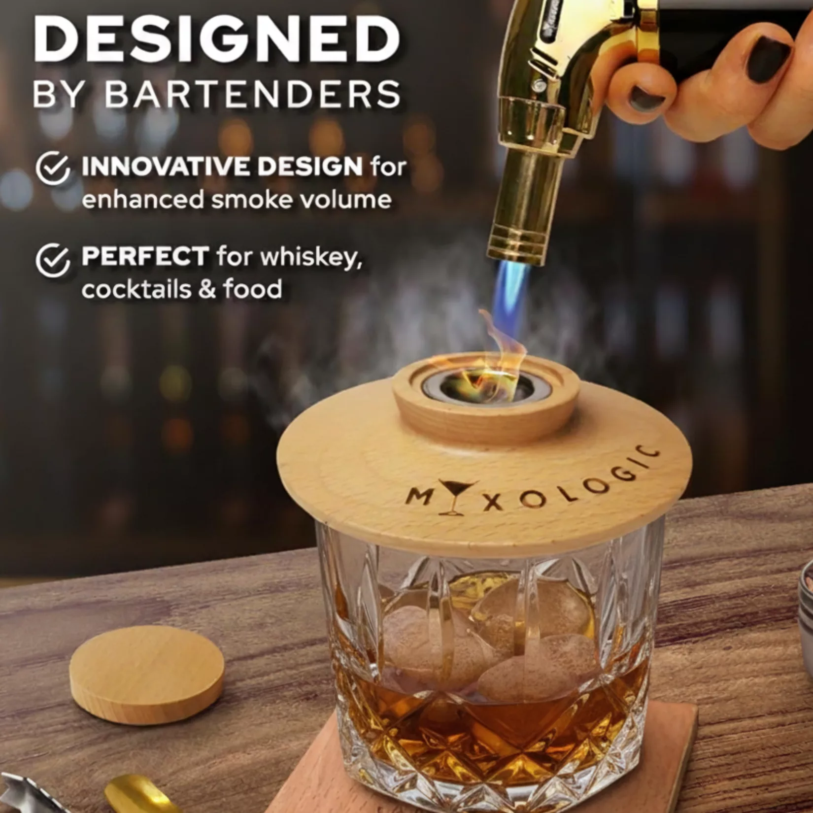 Smoker with torch nd glasses